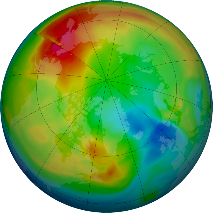 Arctic ozone map for 22 January 2008